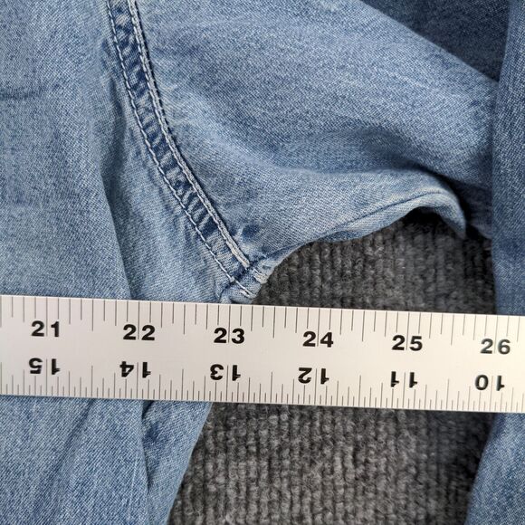 Solutions Denim Shirt Mens Size XL Blue Pearl Snaps Collared - Picture 6 of 13